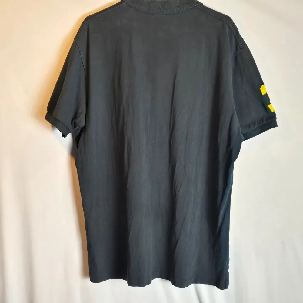 Polo Ralph Lauren Big Pony #3 Black Short Sleeve Rugby Shirt Custom Fit Large XL - Picture 2 of 16